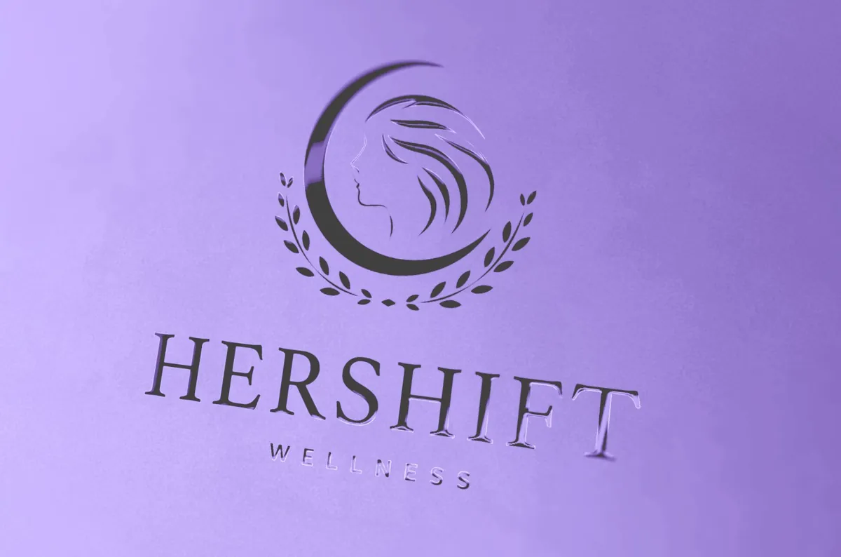 HerShift logo embossed on lavender