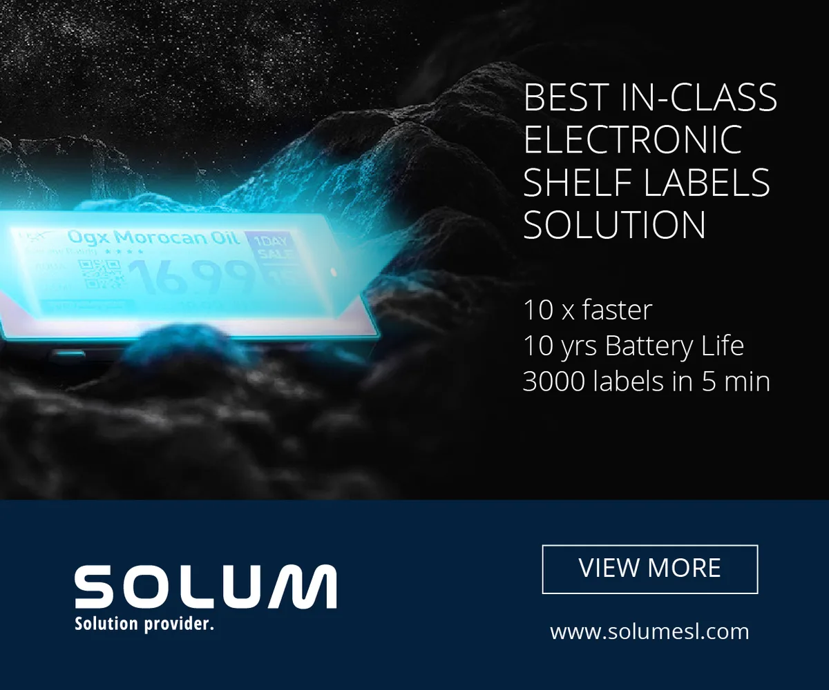 Best in-class electronic shelf labels display ad